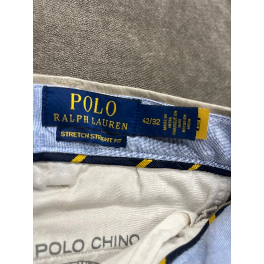 Polo Ralph Lauren Mens 42x32 Stretch Straight‎ Fit Chino Pants Khaki Tan Twill